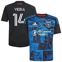 Ronaldo Vieira Youth adidas  Black San Jose Earthquakes 2025 Headliner Replica Custom Jersey