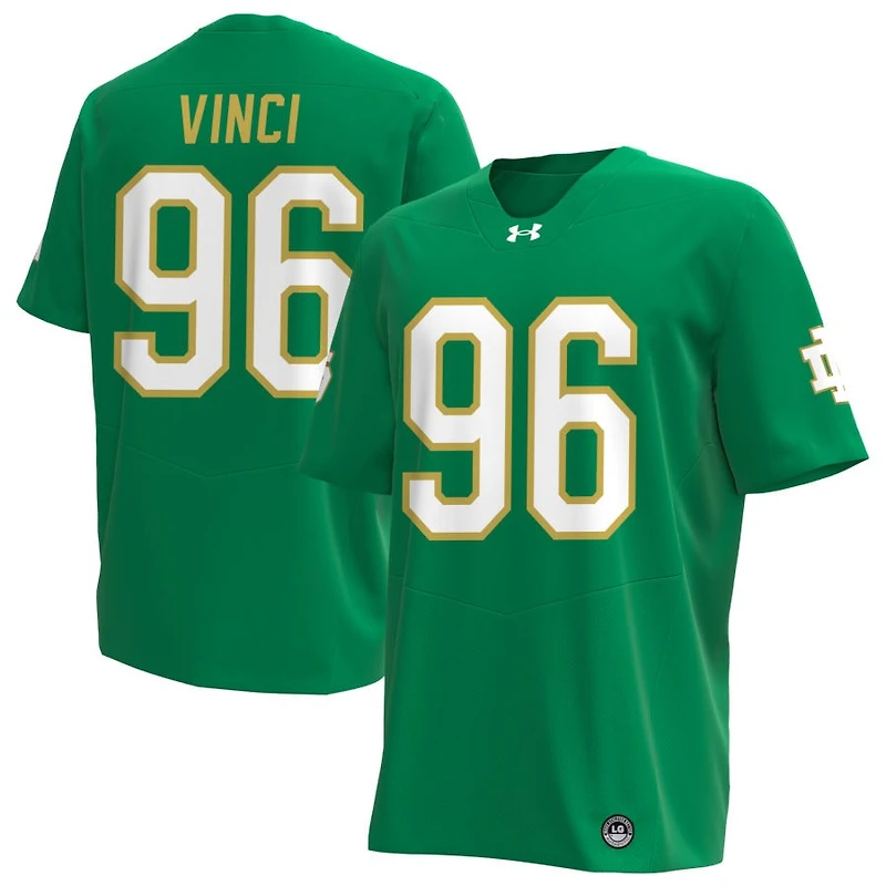 Joseph Vinci Men's Under Armour Kelly Green Notre Dame Fighting Irish Alternate NIL Pick-A-Player Replica Football Jersey