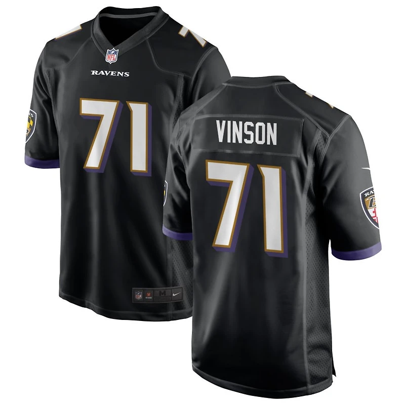 Carson Vinson Men's Nike Black Baltimore Ravens Alternate Custom Game Jersey