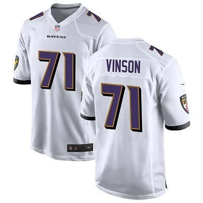 Carson Vinson Men's Nike White Baltimore Ravens Custom Game Jersey