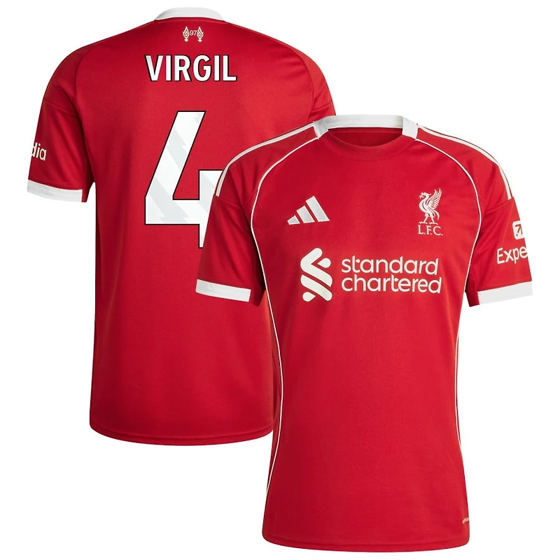 Virgil Virgil Men's adidas  Red Liverpool 2025/26 Home Custom Replica Jersey