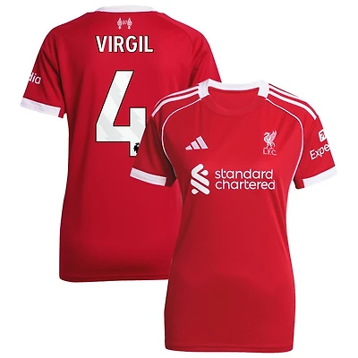 Virgil Virgil Women's adidas  Red Liverpool 2025/26 Home Custom Replica Jersey