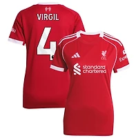 Virgil Virgil Women's adidas  Red Liverpool 2025/26 Home Custom Replica Jersey