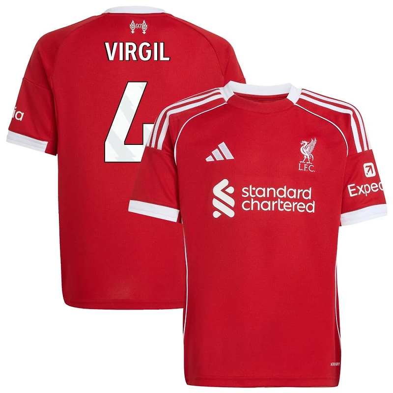 Virgil Virgil Youth adidas  Red Liverpool 2025/26 Home Custom Replica Jersey