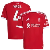 Virgil Virgil Youth adidas  Red Liverpool 2025/26 Home Custom Replica Jersey