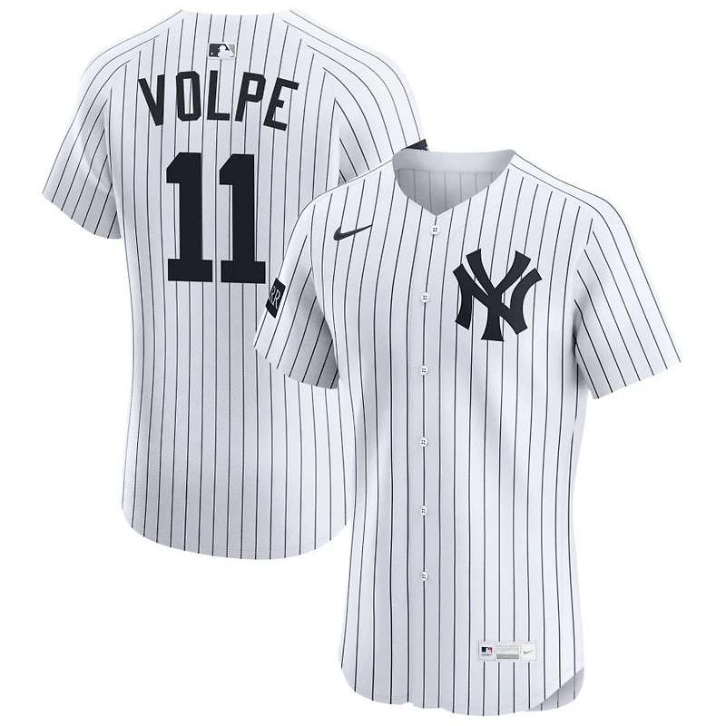 Anthony Volpe Men's Nike White New York Yankees Home Elite Sponsor Patch Custom Jersey