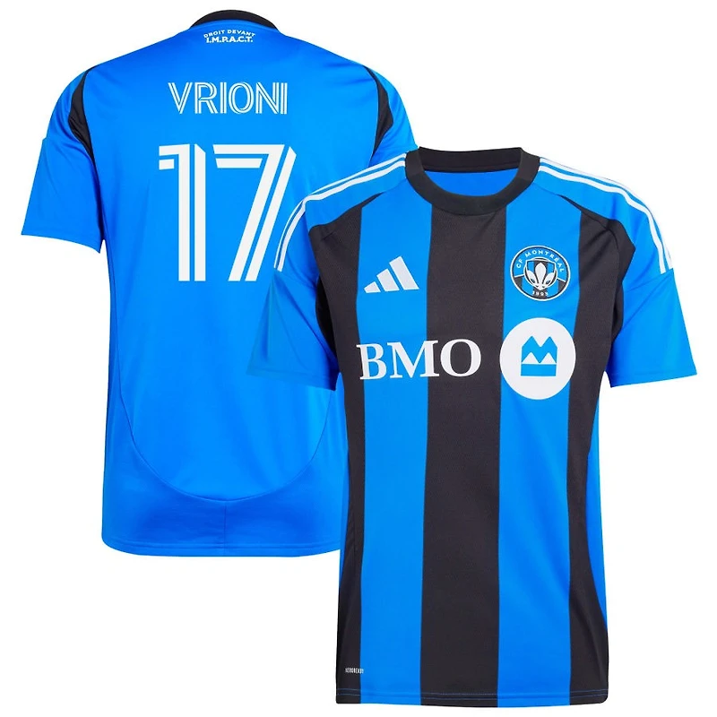 Giacomo Vrioni Men's adidas Blue CF Montreal 2025 Montréal Original Replica Custom Jersey