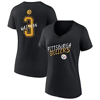 Women's Black Pittsburgh Steelers Hustle Personalized Name & Number V-Neck T-Shirt