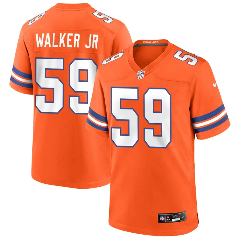 Johnny Walker Jr Men's Nike Orange Denver Broncos Mile High Collection 1977 Throwback Custom Game Jersey