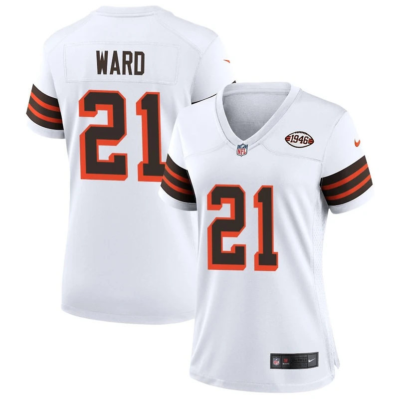 Denzel Ward Women's Nike White Cleveland Browns 1946 Collection Alternate Custom Jersey