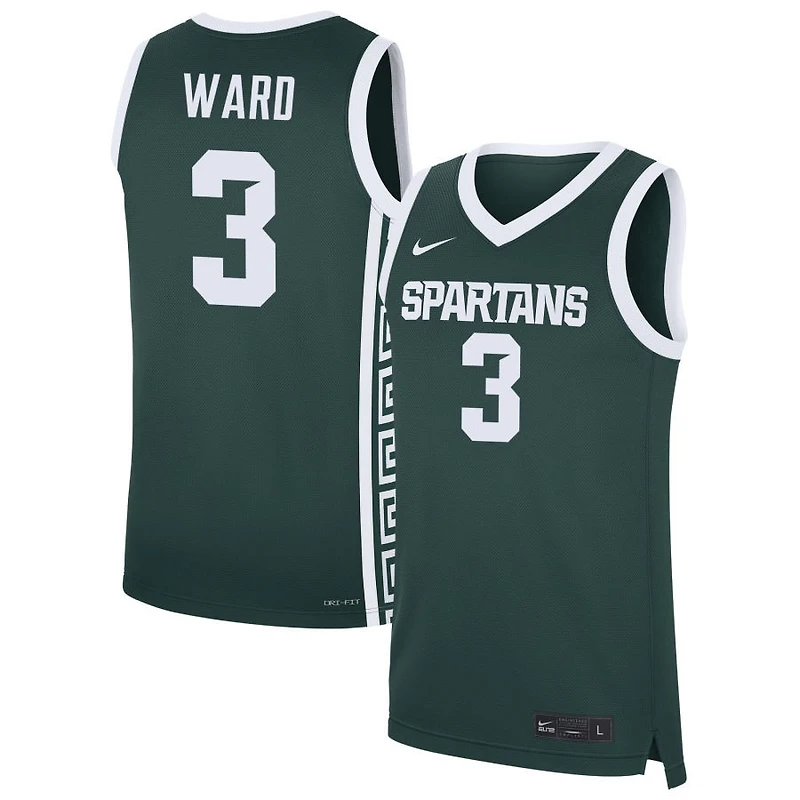 Cam Ward Men's Nike Green Michigan State Spartans NIL Pick-A-Player Men's Basketball Jersey