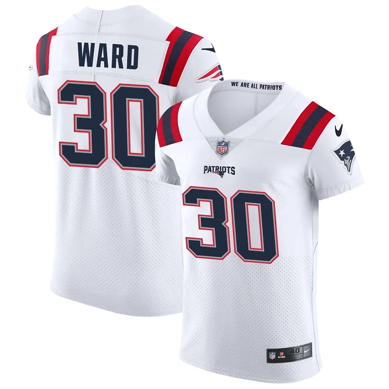 Jonathan Ward Men's Nike White New England Patriots Vapor Elite Custom Jersey