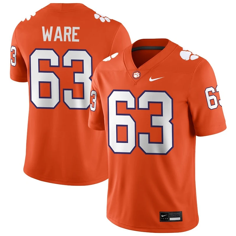 Easton Ware Men's Nike Orange Clemson Tigers NIL Pick-A-Player Game Jersey