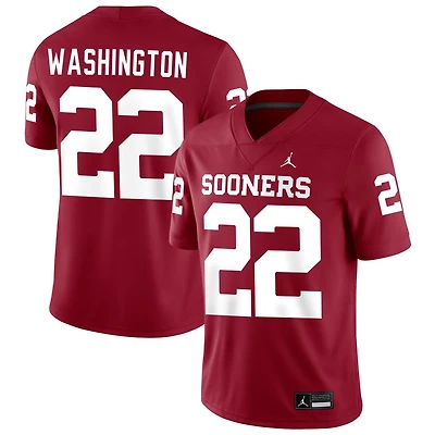 Trynae Washington Men's Jordan Brand Crimson Oklahoma Sooners NIL Pick-A-Player Football Replica Jersey