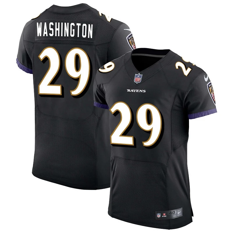 Ar'Darius Washington Men's Nike Black Baltimore Ravens Speed Machine Elite Custom Jersey
