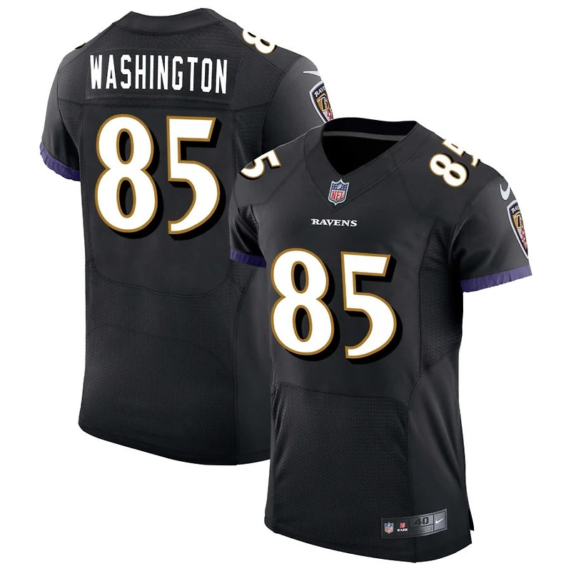 Scotty Washington Men's Nike Black Baltimore Ravens Speed Machine Elite Custom Jersey