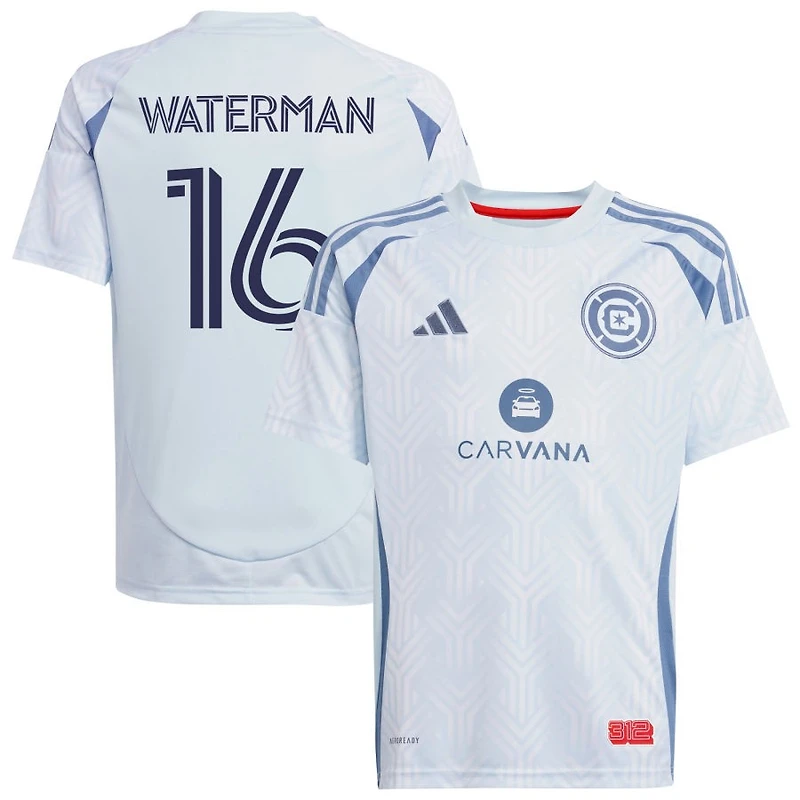 Joel Waterman Youth adidas  Light Blue Chicago Fire 2025 The Municipal Kit Replica Custom Jersey
