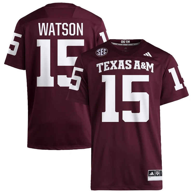 Wesley Watson Men's adidas  Maroon Texas A&M Aggies NIL Pick-A-Player Home Premier Football Jersey