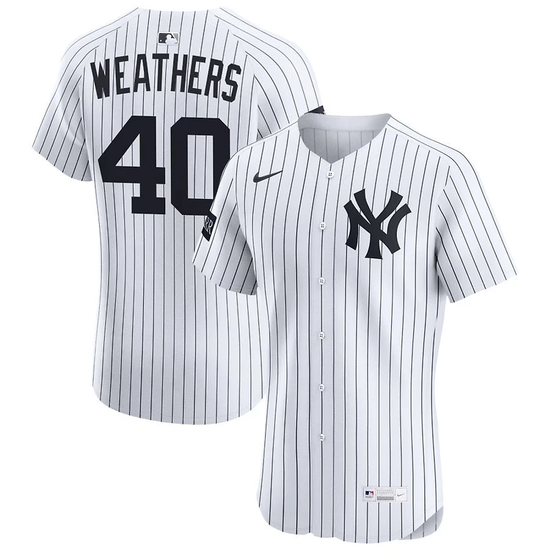 Ryan Weathers Men's Nike White New York Yankees Home Elite Sponsor Patch Custom Jersey
