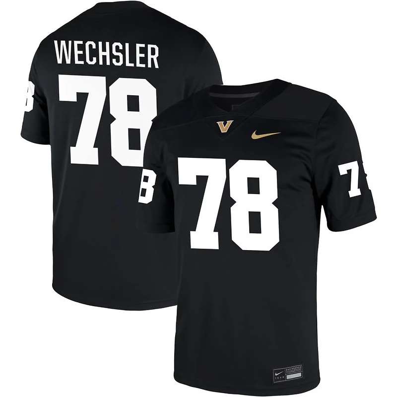 Keegan Wechsler Men's Nike Black Vanderbilt Commodores NIL Pick-A-Player Game Jersey