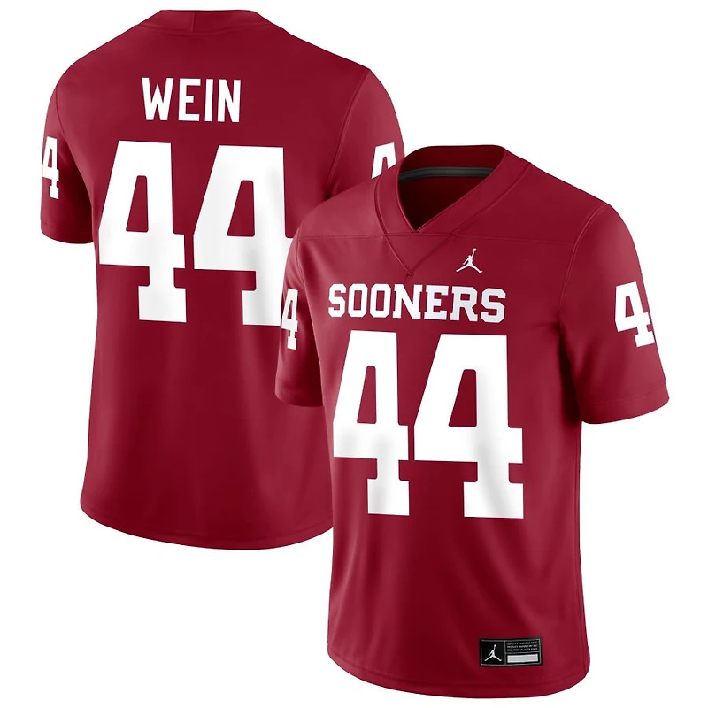 Taylor Wein Men's Jordan Brand Crimson Oklahoma Sooners NIL Pick-A-Player Football Replica Jersey