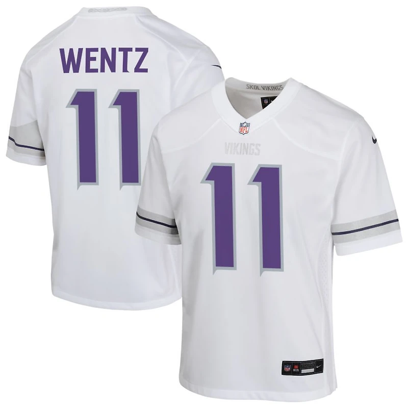 Carson Wentz Youth Nike White Minnesota Vikings Alternate Custom Game Jersey