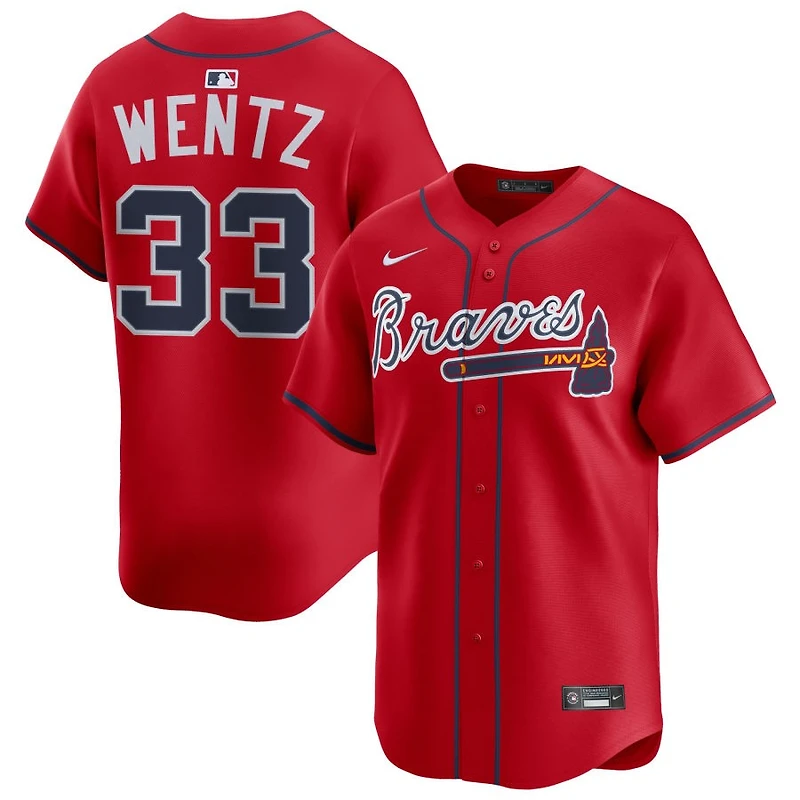 Joey Wentz Men's Nike Red Atlanta Braves Alternate Limited Custom Jersey