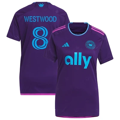 Ashley Westwood Women's adidas Purple Charlotte FC 2023 Crown Jewel Kit Replica Custom Jersey