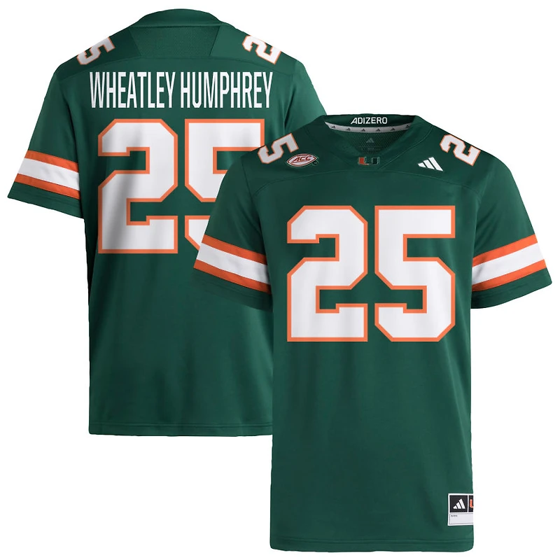 Chris Wheatley Humphrey Men's adidas Green Miami Hurricanes NIL Pick-A-Player Alternate Premier Football Jersey