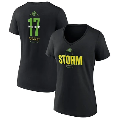 Women's Black Seattle Storm Center Court Name & Number Custom V-Neck T-Shirt