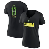 Women's Black Seattle Storm Center Court Name & Number Custom V-Neck T-Shirt
