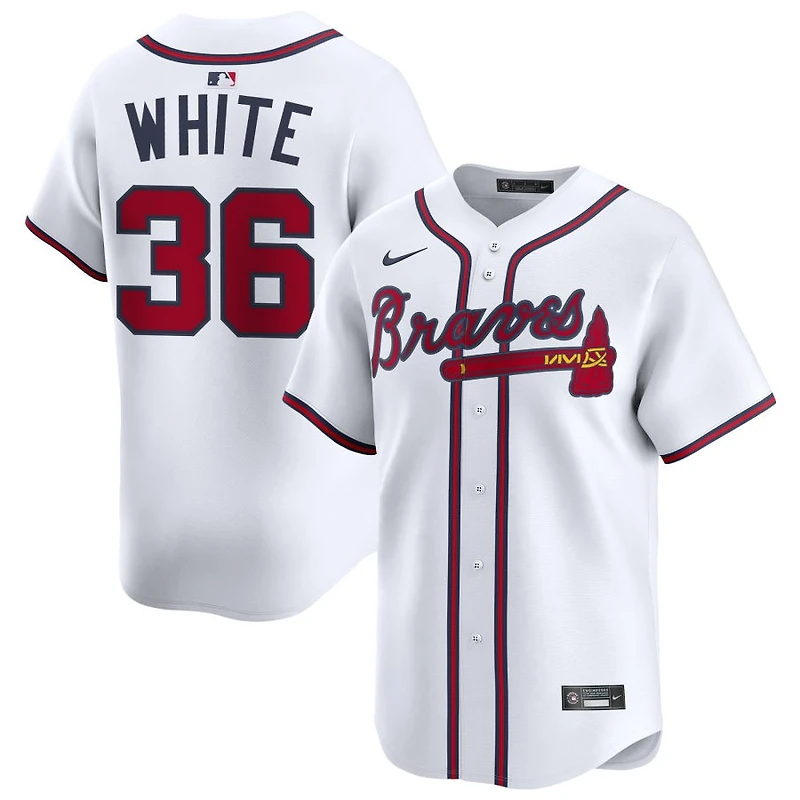 Eli White Men's Nike White Atlanta Braves Home Limited Custom Jersey