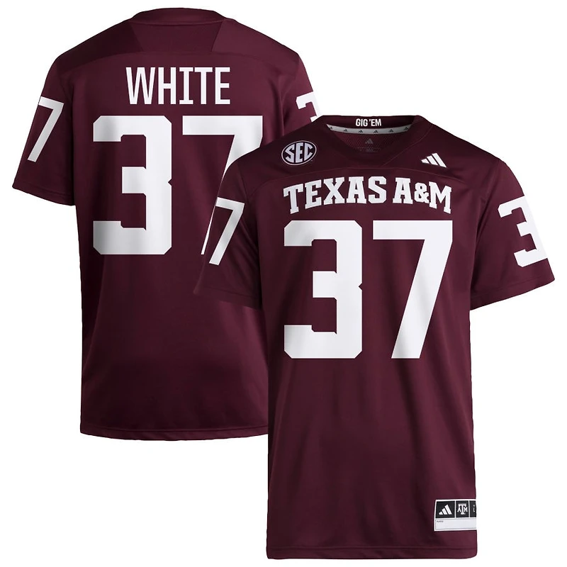 Tyler White Men's adidas  Maroon Texas A&M Aggies NIL Pick-A-Player Home Premier Football Jersey