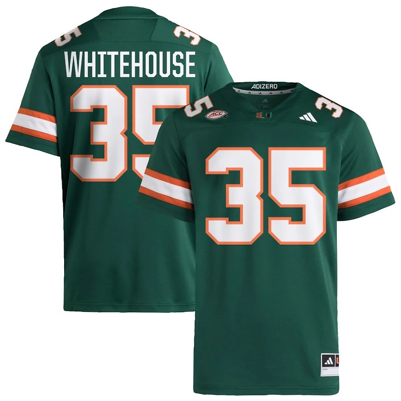 Jack Whitehouse Men's adidas Green Miami Hurricanes NIL Pick-A-Player Alternate Premier Football Jersey