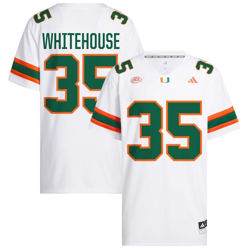 Jack Whitehouse Men's adidas White Miami Hurricanes NIL Pick-A-Player White Premier Football Jersey