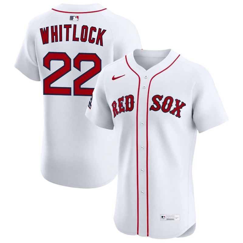 Garrett Whitlock Men's Nike White Boston Red Sox Home Elite Sponsor Patch Custom Jersey