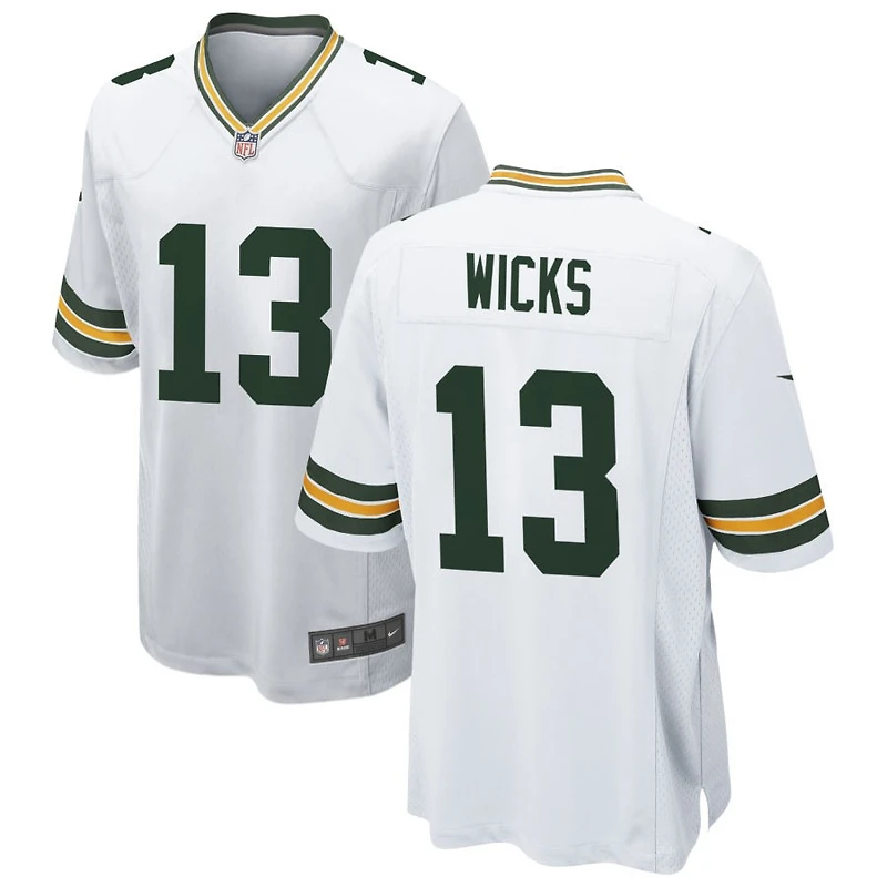 Dontayvion Wicks Men's Nike White Green Bay Packers Custom Game Jersey