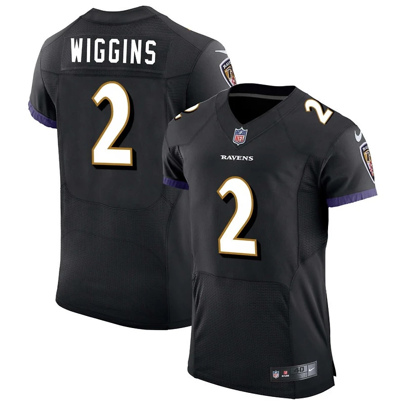 Nate Wiggins Men's Nike Black Baltimore Ravens Speed Machine Elite Custom Jersey