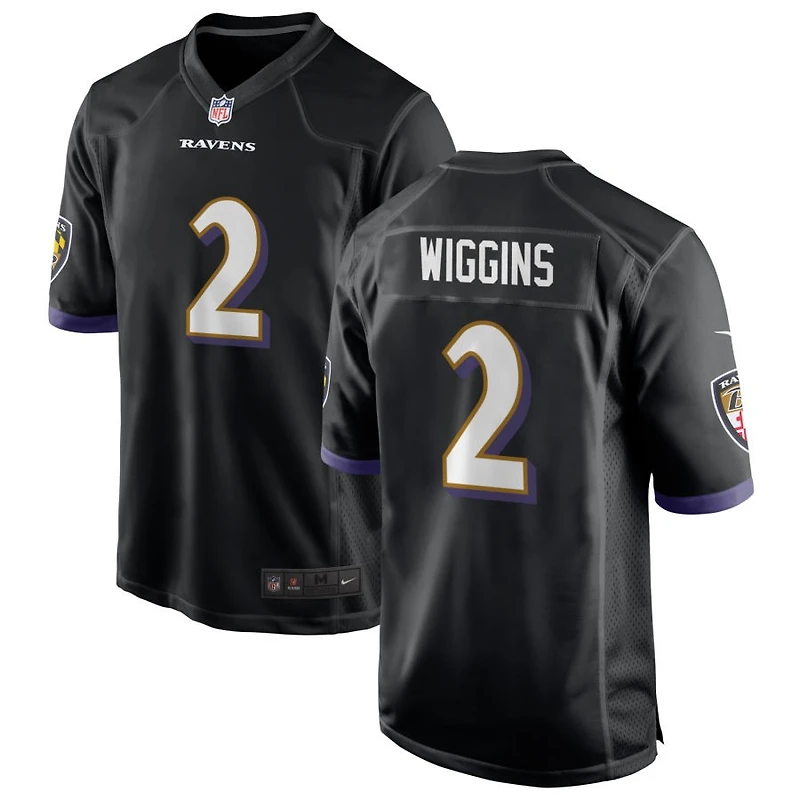 Nate Wiggins Men's Nike Black Baltimore Ravens Alternate Custom Game Jersey