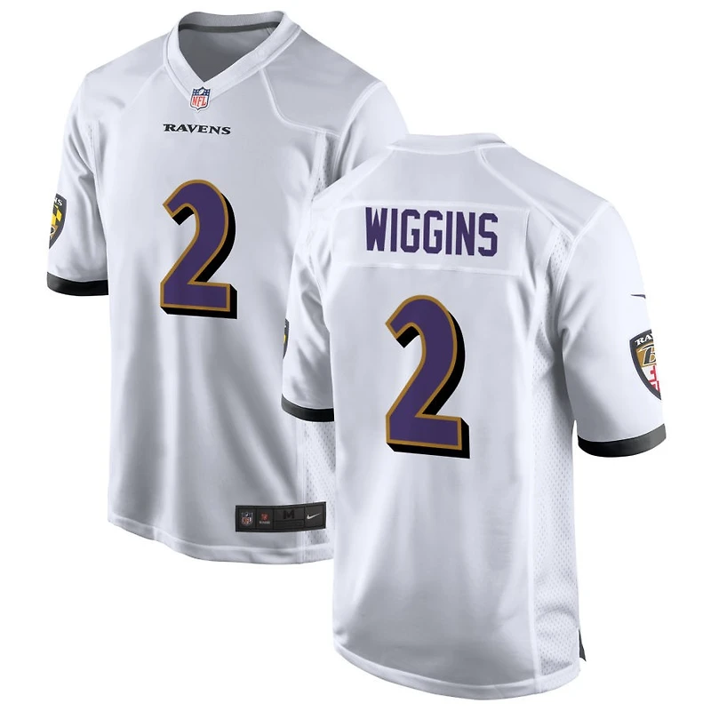 Nate Wiggins Men's Nike White Baltimore Ravens Custom Game Jersey