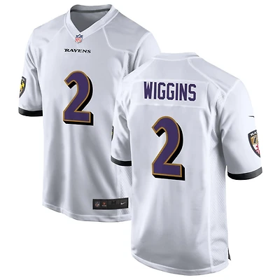 Nate Wiggins Men's Nike White Baltimore Ravens Custom Game Jersey