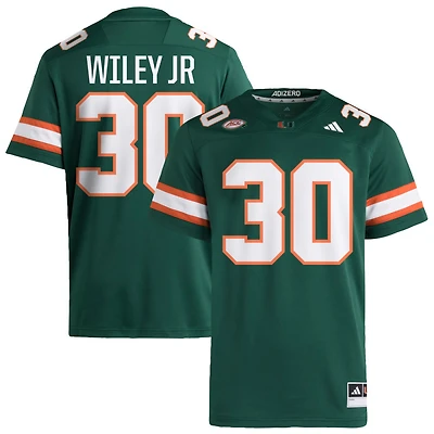 Kellen Wiley Jr Men's adidas  Green Miami Hurricanes NIL Pick-A-Player Alternate Premier Football Jersey