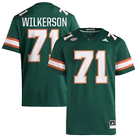 Jaden Wilkerson Men's adidas  Green Miami Hurricanes NIL Pick-A-Player Alternate Premier Football Jersey