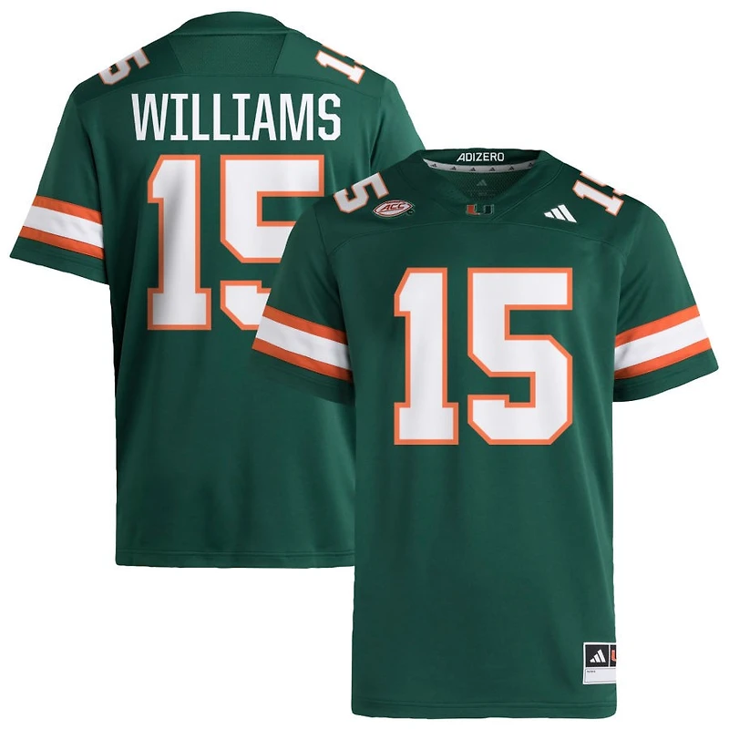Markeith Williams Men's adidas  Green Miami Hurricanes NIL Pick-A-Player Alternate Premier Football Jersey