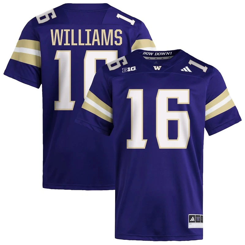 Justice Williams Men's adidas  Purple Washington Huskies NIL Pick-A-Player Home Premier Football Jersey