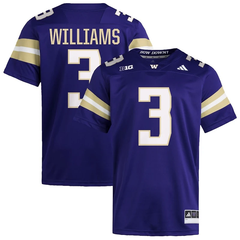 Rashid Williams Men's adidas  Purple Washington Huskies NIL Pick-A-Player Home Premier Football Jersey