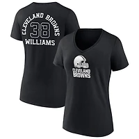 Women's Black Cleveland Browns Personalized Name & Number Monochrome V-Neck T-Shirt
