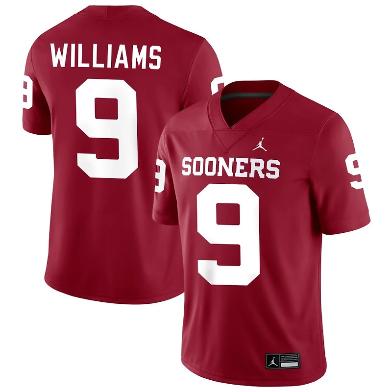 Gentry Williams Men's Jordan Brand Crimson Oklahoma Sooners NIL Pick-A-Player Football Replica Jersey