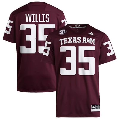 Isaiah Willis Men's adidas  Maroon Texas A&M Aggies NIL Pick-A-Player Home Premier Football Jersey