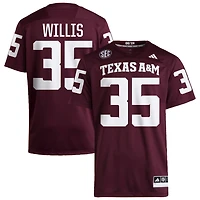 Isaiah Willis Men's adidas  Maroon Texas A&M Aggies NIL Pick-A-Player Home Premier Football Jersey